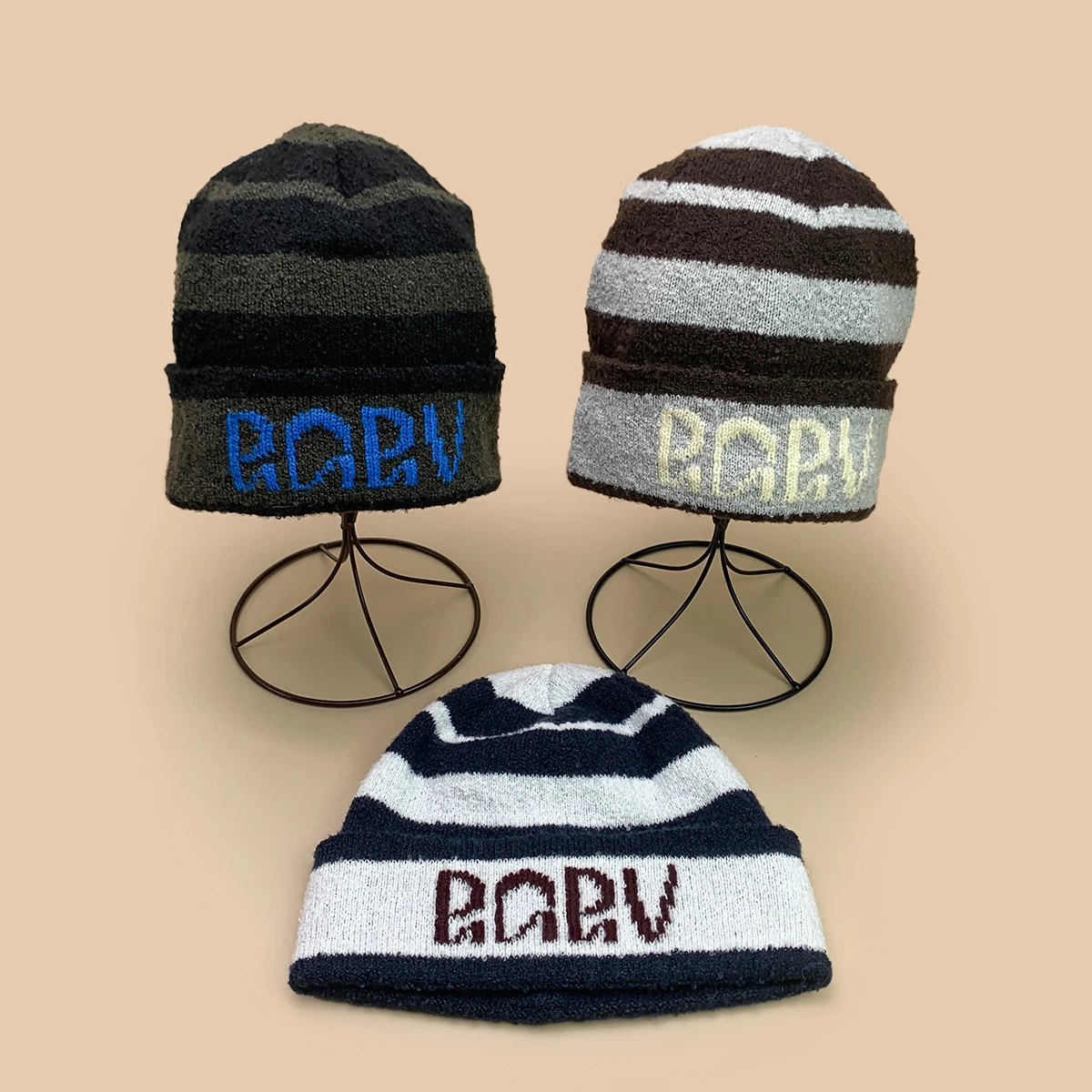 

College Style Stripe Letters Color Block Knitted Hats New Women Men Warm Fashion Niches Casual Korean Versatile Personal Beanie