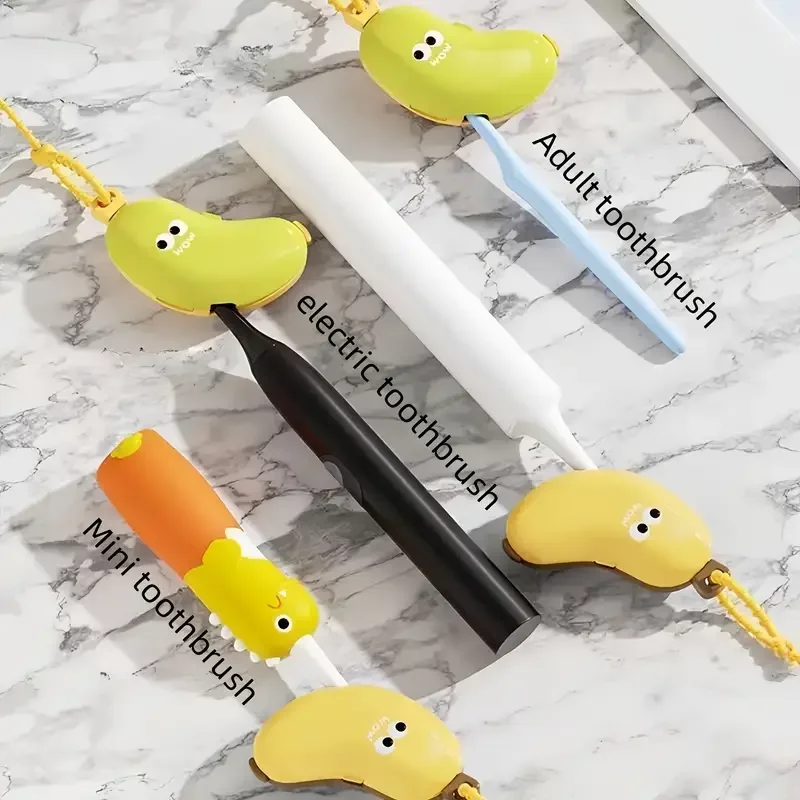 Banana-Shaped Toothbrush Cover & Storage Box with Toothpaste Dispenser, Portable Durable Protective Case for Home Travel Camping