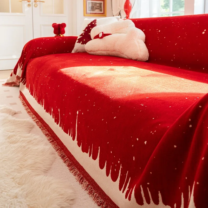 

Чехол для дивана красный, праздничный, к Китайскому Новому году, создающий атмосферу, полностью закрывающее покрывало-плед