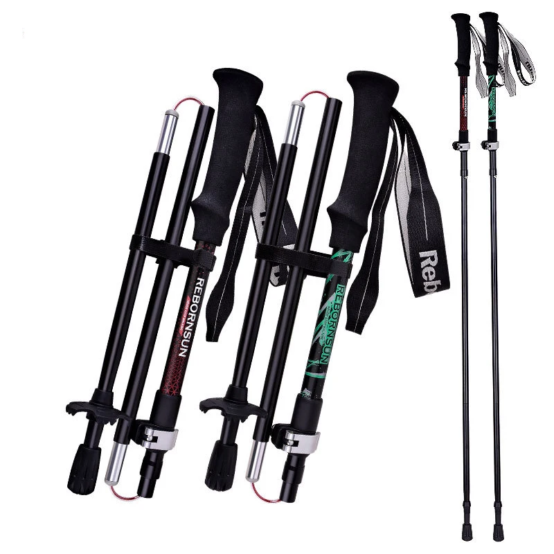 

Walking Sticks Carbon Fiber Trekking Pole Aluminum Alloy 240g Ultra Light 5-Section Folding Portable Off Road Hiking Cane