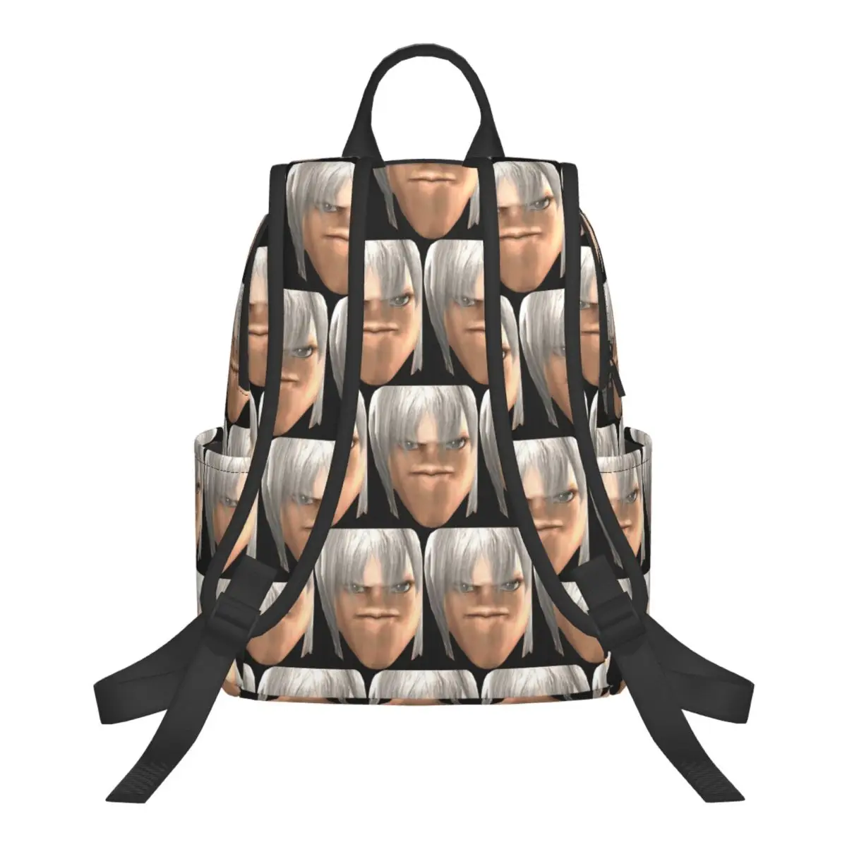 Blursed Dante - Devil May Cry Ugly Funny Face Meme Student Backpack School Bag Hiking Travel Daypack Bookbag Shoulder Bags