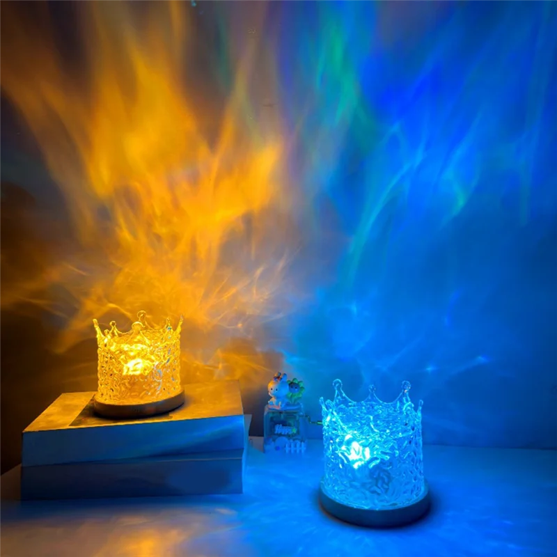 

USB Remote Control Table Light Crown Water Wave Night Light Room Bedside Bar Decor Lighting Lamp