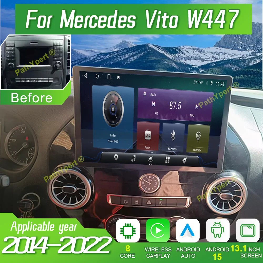 

13.1''Android 15 For Mercedes Vito W447 2014-2022 Car Radio Stereo Multimedia Player Display GPS Navigation BT Head Unit Carplay