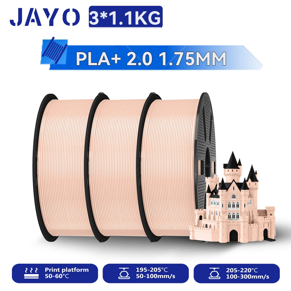 JAYO 3,3KG PLA PLUS 2.0 Filament Upgrade PLA plus 3D-Drucker-Filament Neatly PLA+2.0 3D-Druckmaterial für 99% der 3D-FDM-Drucker
