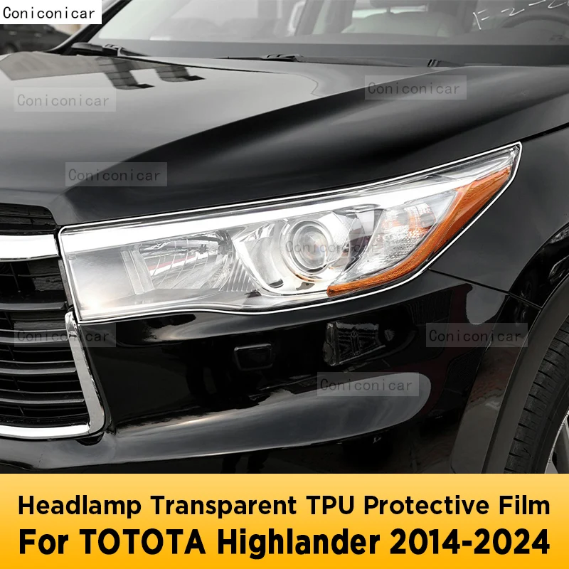 For TOYOTA HIGHLANDER 2014-2024 Car Exterior Headlight Anti-scratch Front Lamp Transparent TPU Protective Film Accessories