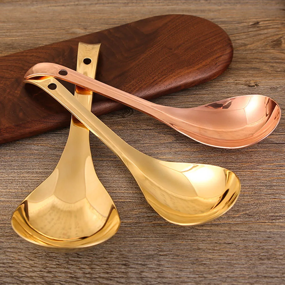 

Brass Meal Spoon Metal Scoop Household Restaurant Rice Soup Spoons Kitchen Shovel