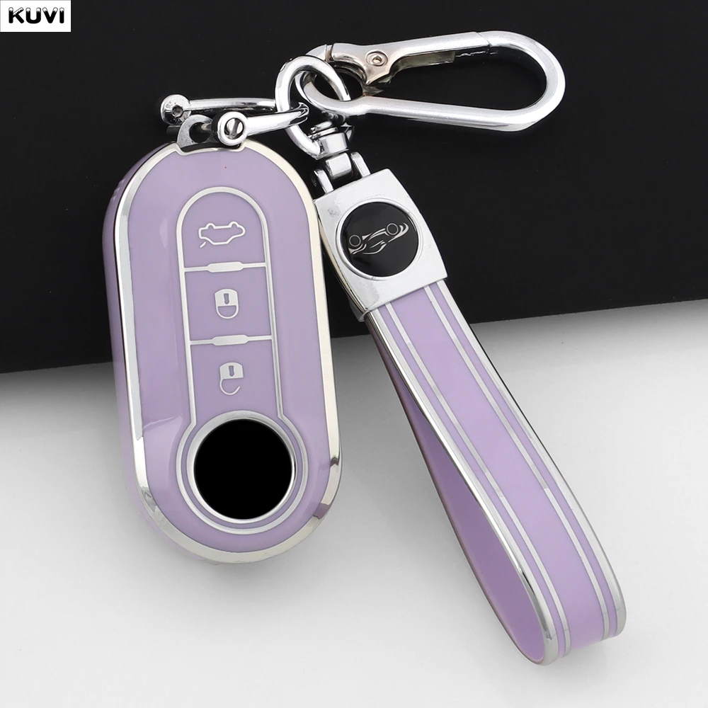 For Fiat 500 Ducato Panda 500L Punto Lancia Musa For Citroen Jumper For Peugeot Boxer Fashion TPU Car Key Case Cover Keychain