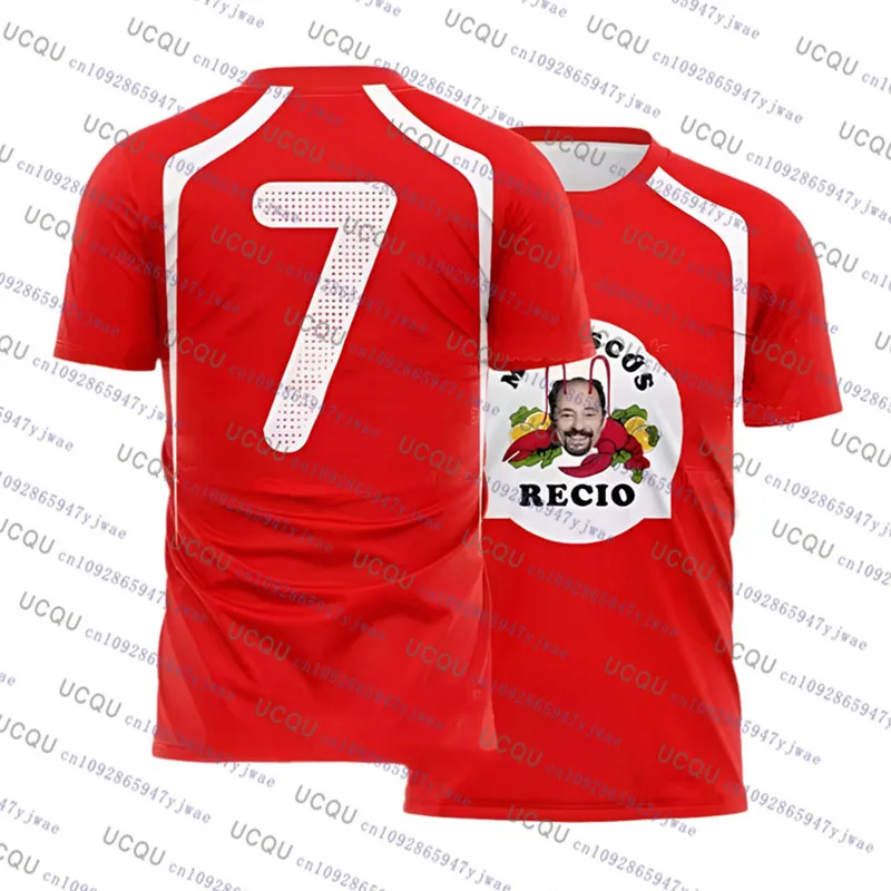 2026 المأكولات البحرية الروبيان Recio طباعة ملابس رياضية عادية هدية الكريسماس حفلة تي شيرت Harajuku رجالي تنفس العرق فتل الرياضة التي شيرت