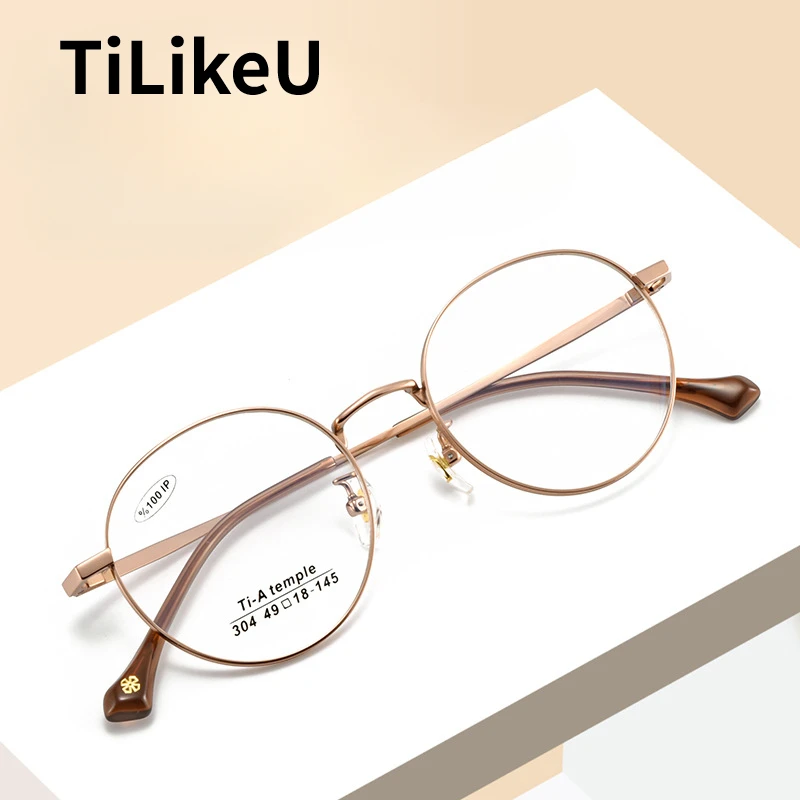 

2024 Fashion Women Eyeglasses Frame IP Ultra-light Titanium Full Rim Small Eyeglass Retro Round Myopia Optical Glasses Frame Men