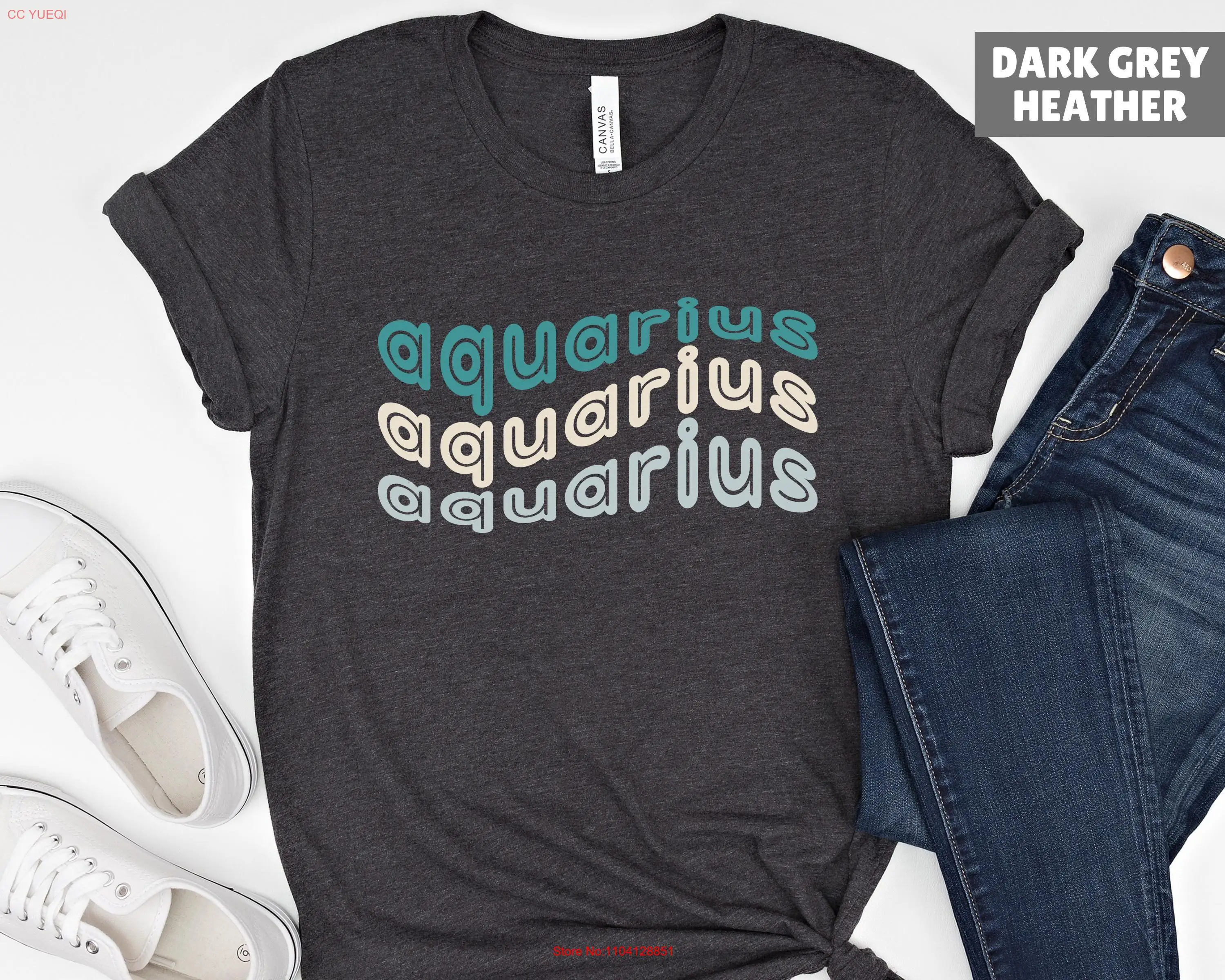 Colors Aquarius Zodiac T Shirt Aeshetics Astrology for January February Birthday long or short sleeves