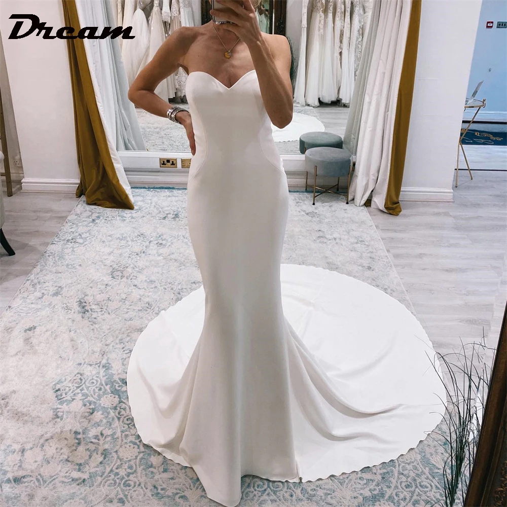 

DREAM Sweetheart Simple Crepe Minimalism Mermaid Wedding Dress 2024 Backless Sleeveless Elegant Bridal Gown Custom Made