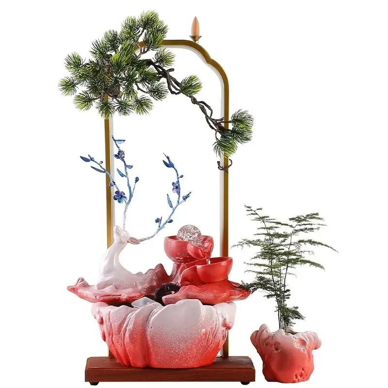 Creative Desktop Decorations Home Decoration Accessories Ceramic Smoke Waterfall Fountain with Lamp Incense Burner