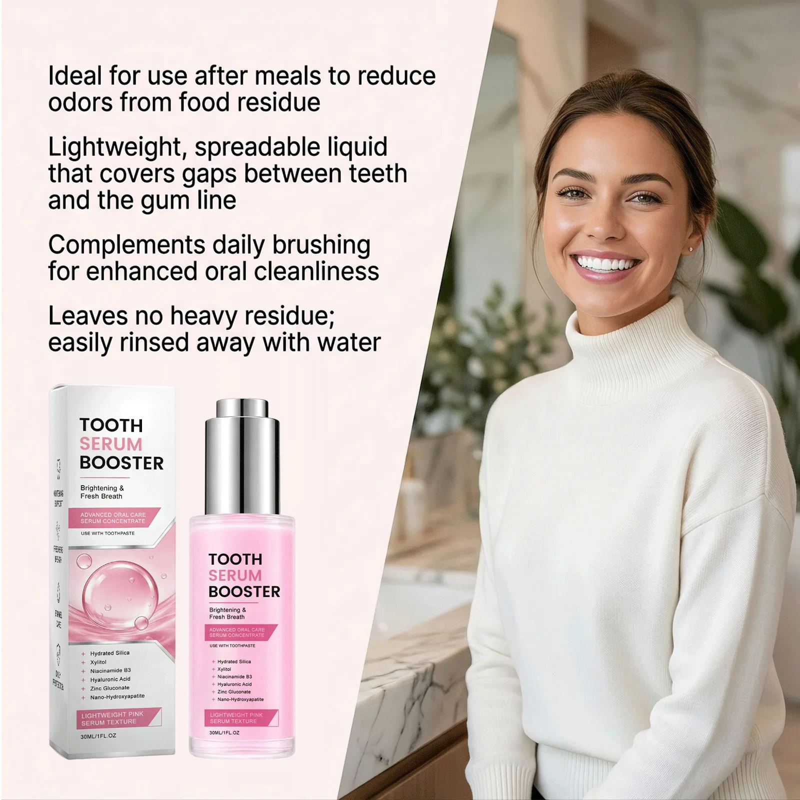 Nano-Hydroxyapatite Teeth Whitening Serum Deep Clean Stains Cavity Protection Fresh Breath Oral Care Teeth Brightening Essence