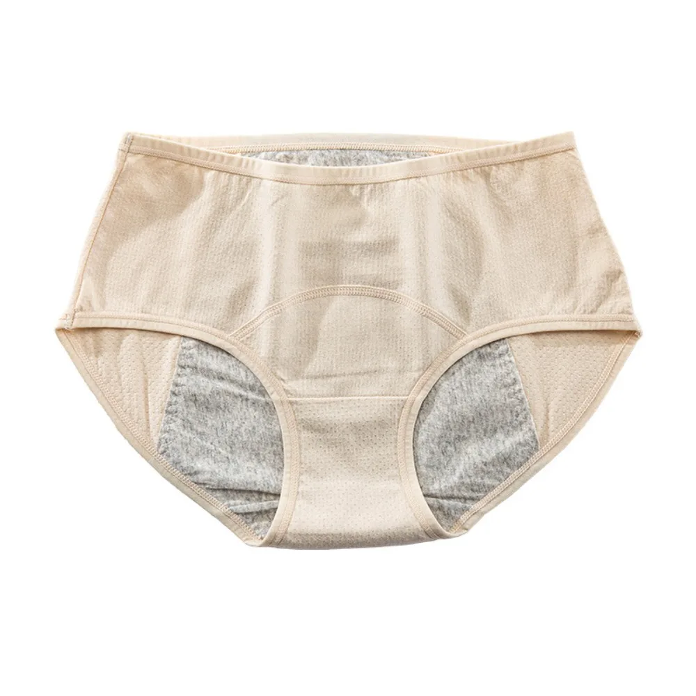 

Cotton Menstrual Panties 3 Layer Waterproof Middle Waist Period Briefs Antibacterial Solid Color Physiological Pants