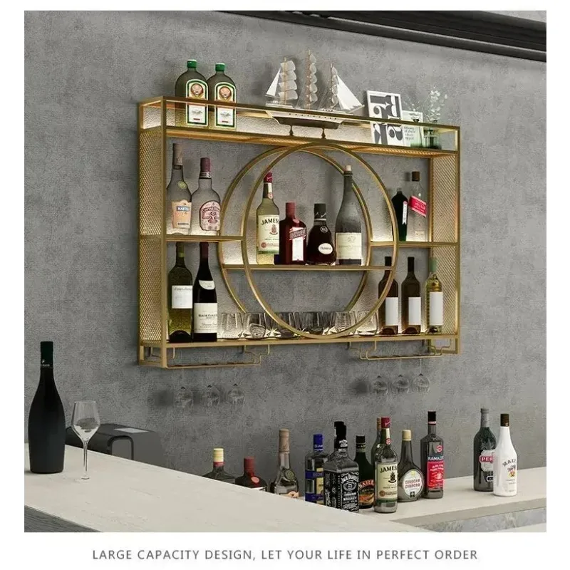 อุตสาหกรรมติดผนังบาร์ชั้นวางไวน์ตู้แขวนชั้นวางไวน์สําหรับ Home Bar ห้องรับประทานอาหาร Living Room Decor