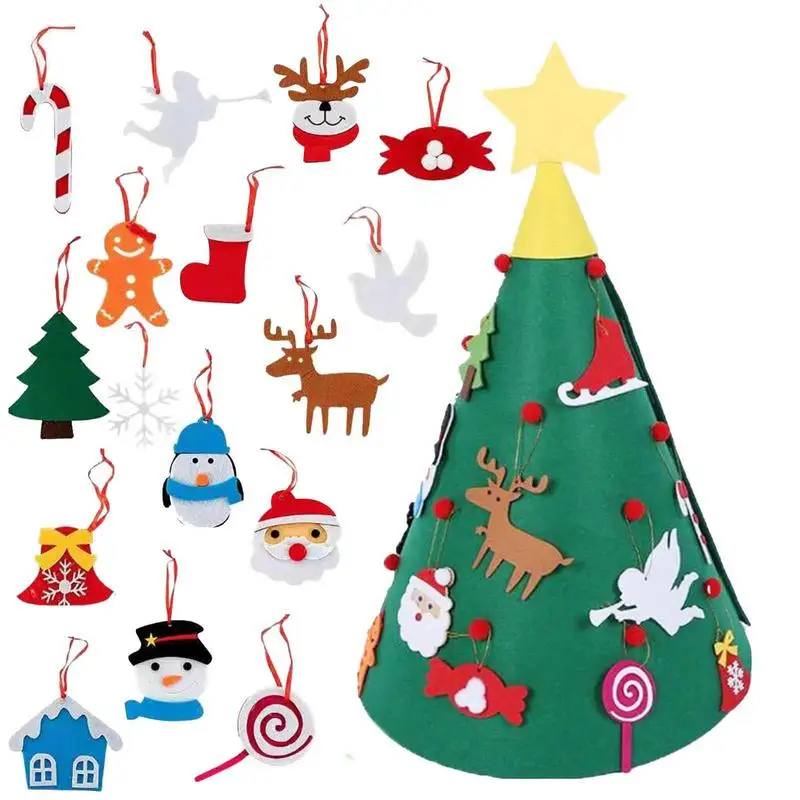 DIYFelt Christmas Tree Merry Christmas Decoration For Home Navidad New Year Gifts 2024 Cristmas Ornaments Santa Claus Xmas Tree