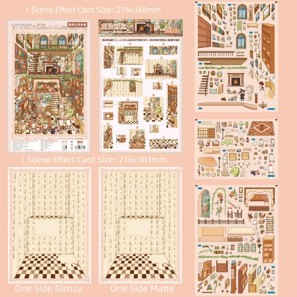 DIY Oil Painting Street Scene Sticker Waterproof Self Adhesive Miniature Scene Sticker Set Large Size 3D Street View Stickers