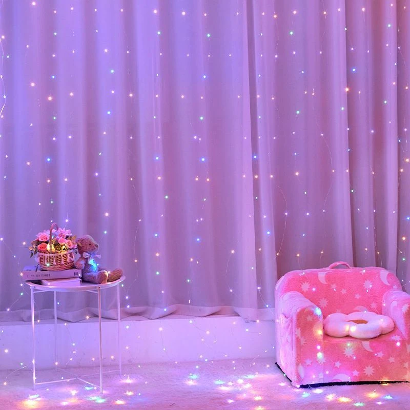 1Set LED Curtain Lights LED Fairy String Lights Festival Lighting Rainbow Window Lamp Home Bedroom Wedding Christmas Decoration