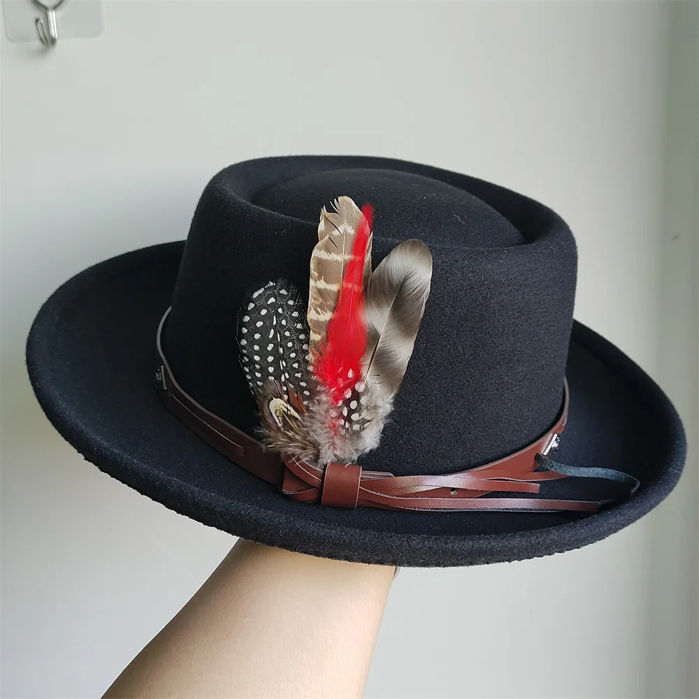 

Fedora Hat Pork Pie Hat Dad Wool Flat Jazz Hat For Women Gentleman Gambler Boater Trilby Hat Hat Feather Accessories