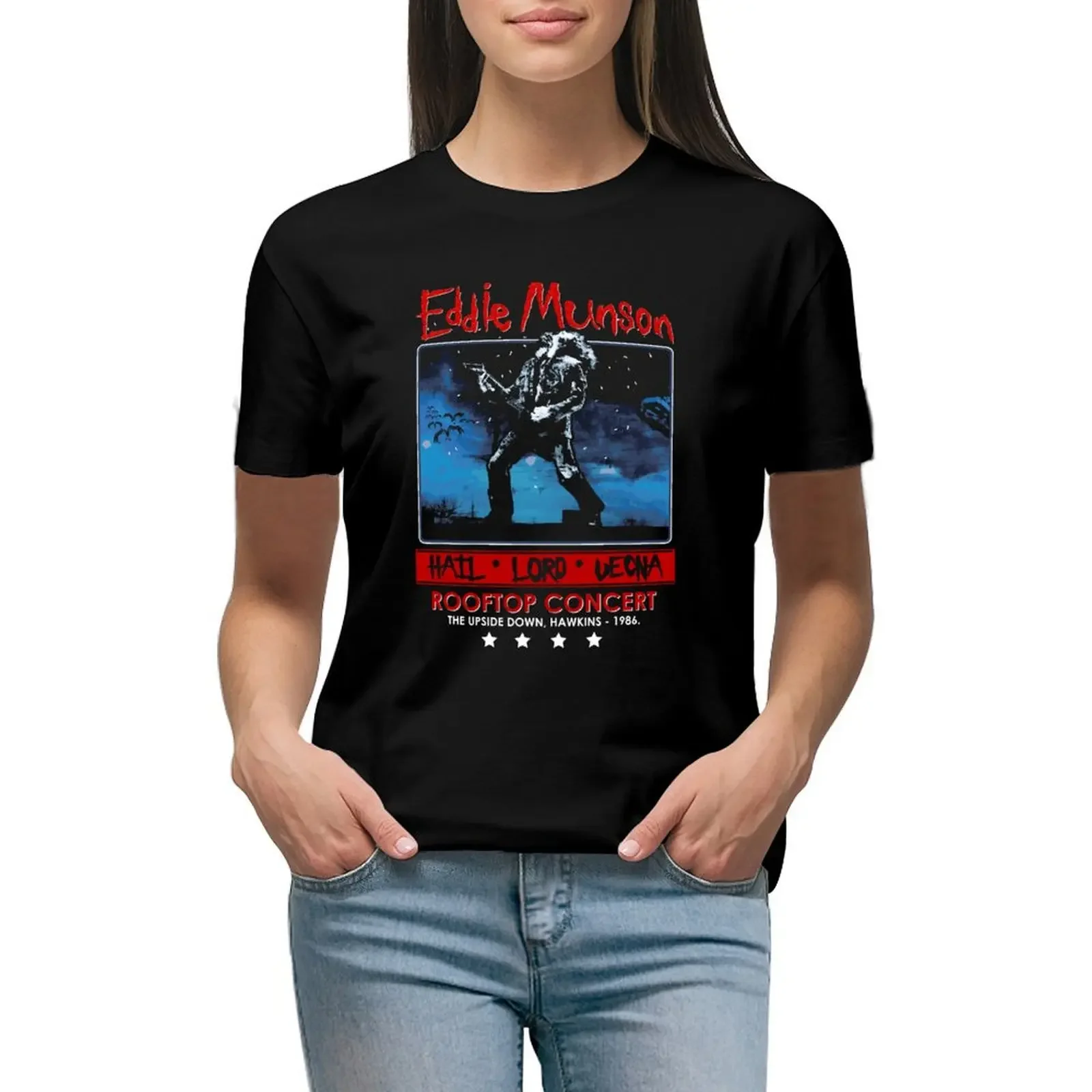 Eddie Munson's Rooftop Concert T-Shirt female blanks plus size tops Summer Women's clothing