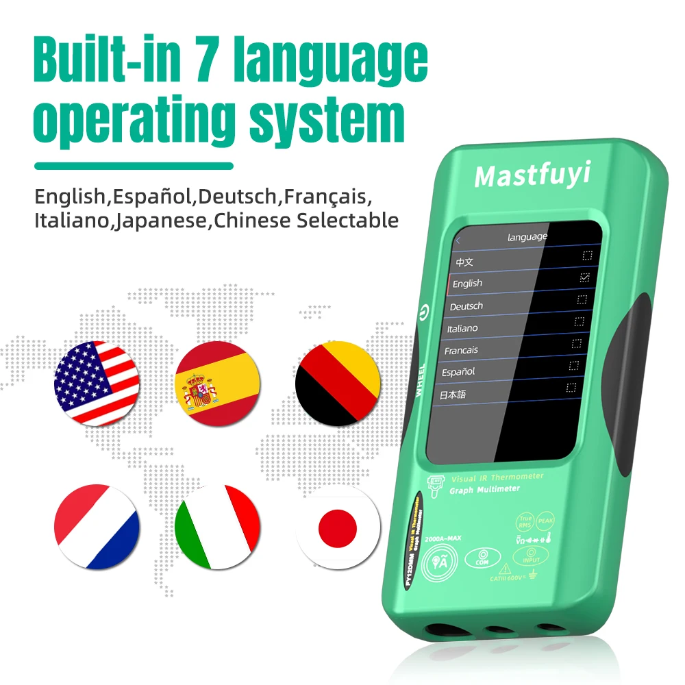 MASTFUYI オールインワンデジタルマルチメーター & 320×320 HD サーマルカメラ 真の実効値 19999 カウント 電圧/抵抗/静電容量を測定