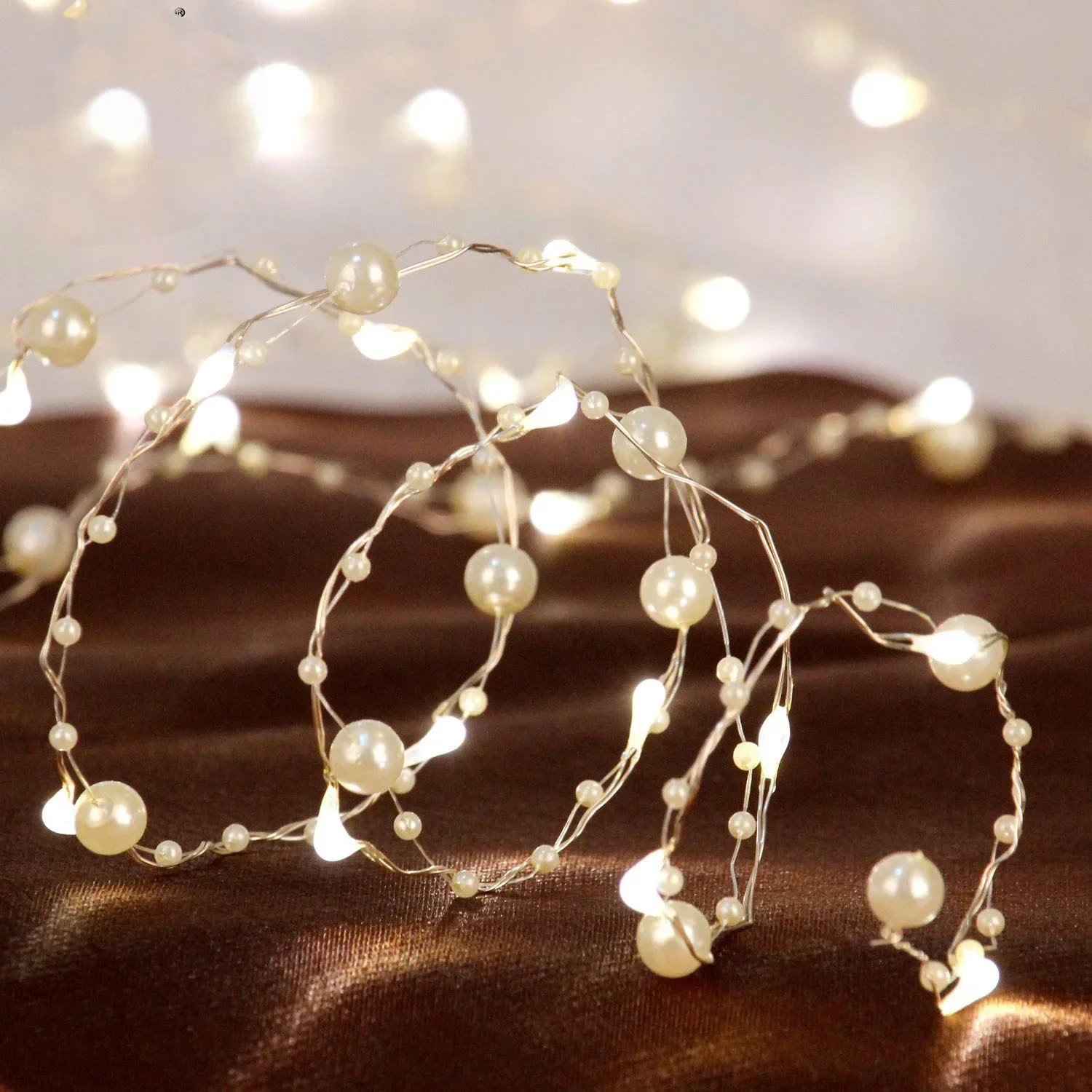 1 String of Pearl Shaped LED Lights, Bedroom, Wedding, Christmas, Holiday Decoration, Powered by Battery Box No Battery