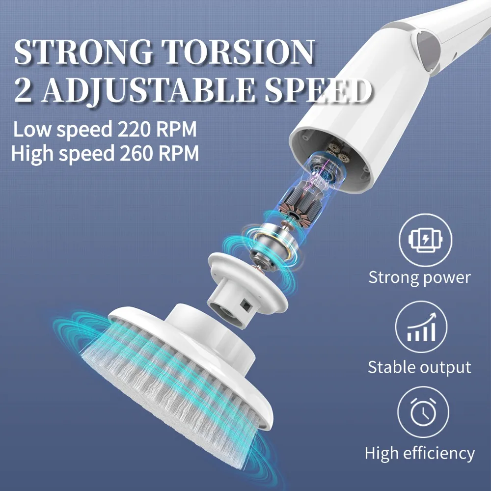 แปรงทำความสะอาดอ่างอาบน้ำไฟฟ้าแบบชาร์จไฟได้แปรงกระเบื้องที่มีฮูดอ่างล้างจานอเนกประสงค์แปรงทำความสะอาดงานบ้านที่ทรงพลัง