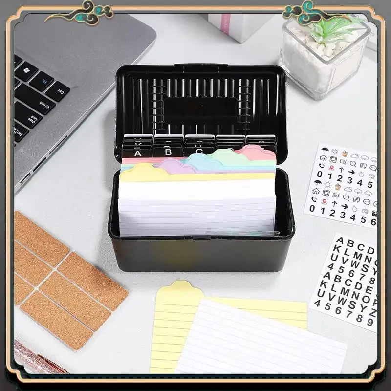 

ASMA-Index Card Holder With Lock,Collapsible Index Card Box Fits 3X5-Inch Flash Cards - Business,Or Note Card Storage Boxes