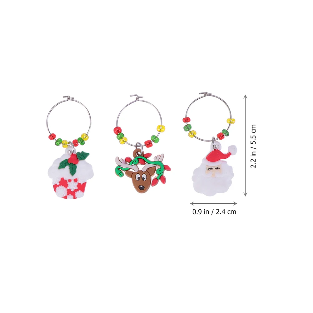 

12pcs Glass Ring Set Charms Markers Christmas Drink Tags Glass Identifier Recognition Reusable Santa Claus Elk