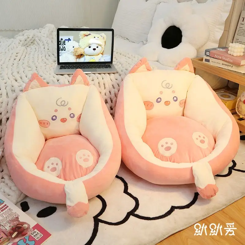 Lovely Cat Lazy Small Sofa Bedroom Bedside Decor Single Female Girls Cushion Cartoon Household Backrest Ground Mat Decoration