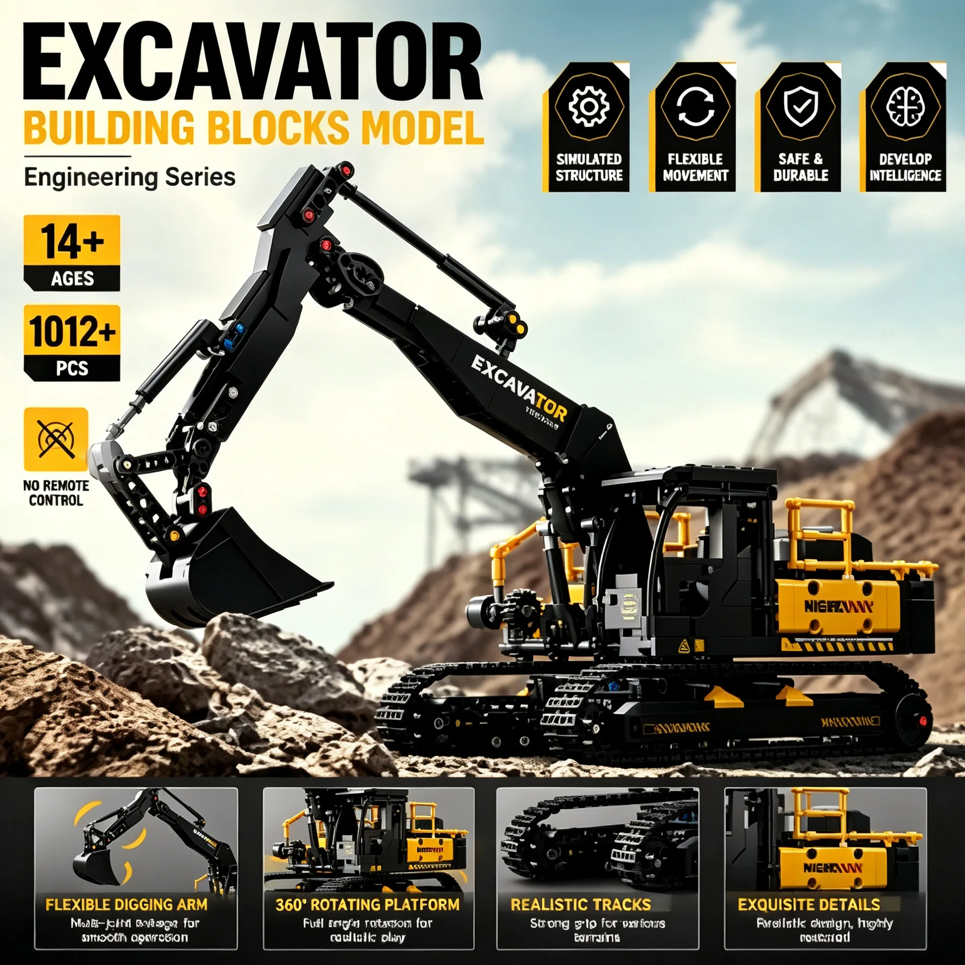 City Construction Vehicle Excavator Models Building Blocks MOC Technical Engineering Cars Truck Bricks Toys