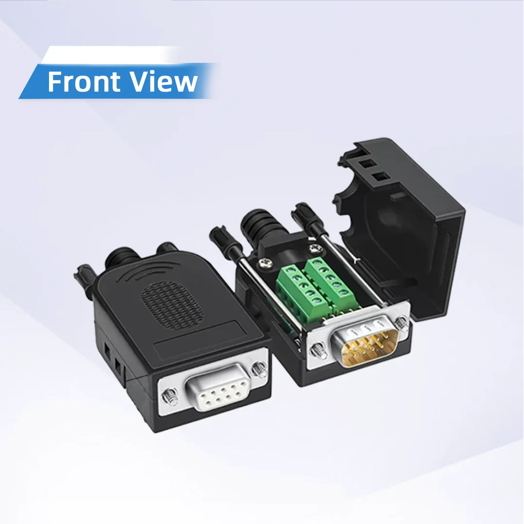 9Pin DB9 Solderless Terminal Connector RS232 RS485 COM Port Male Female Free Soldering Serial Adapter for PLC Communication