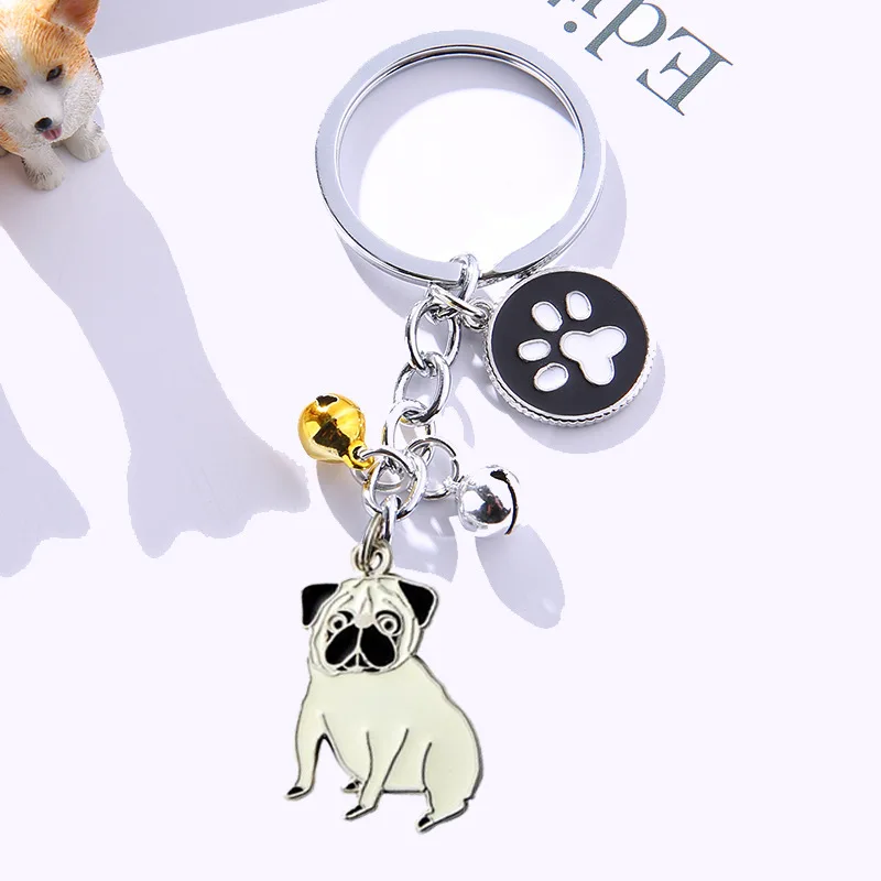 Dog Key Chain Pet Dog Cocky Dog Bichon Samoye Bulldog Husky Pug Chenery Enamel Multiple accessories Pendant Key Chain