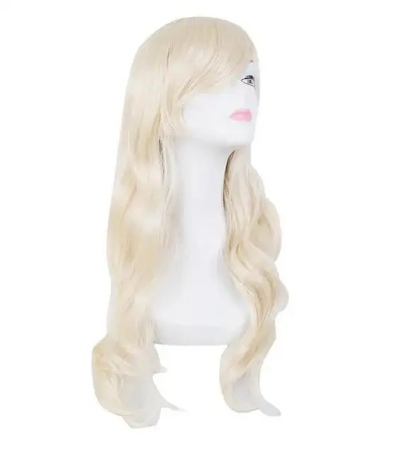 Wig Cosplay sintetis tahan panas panjang bergelombang biru wanita kostum rambut karnaval Halloween Masque pesta Salon