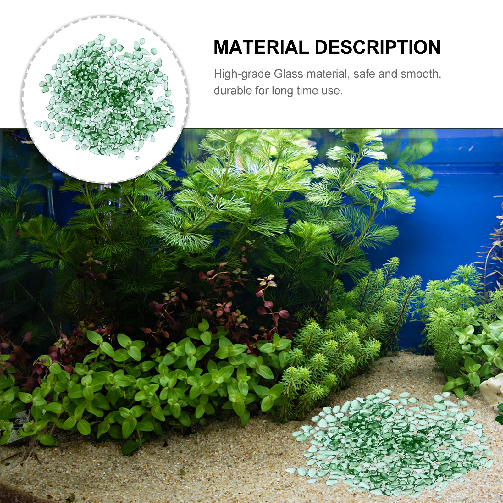 

500G Glass Pebbles Aquarium Decor Crystal Stones Fish Tank Decorative Transparent Glass Rocks Turtle Tank Vase Filler Fish Bowl