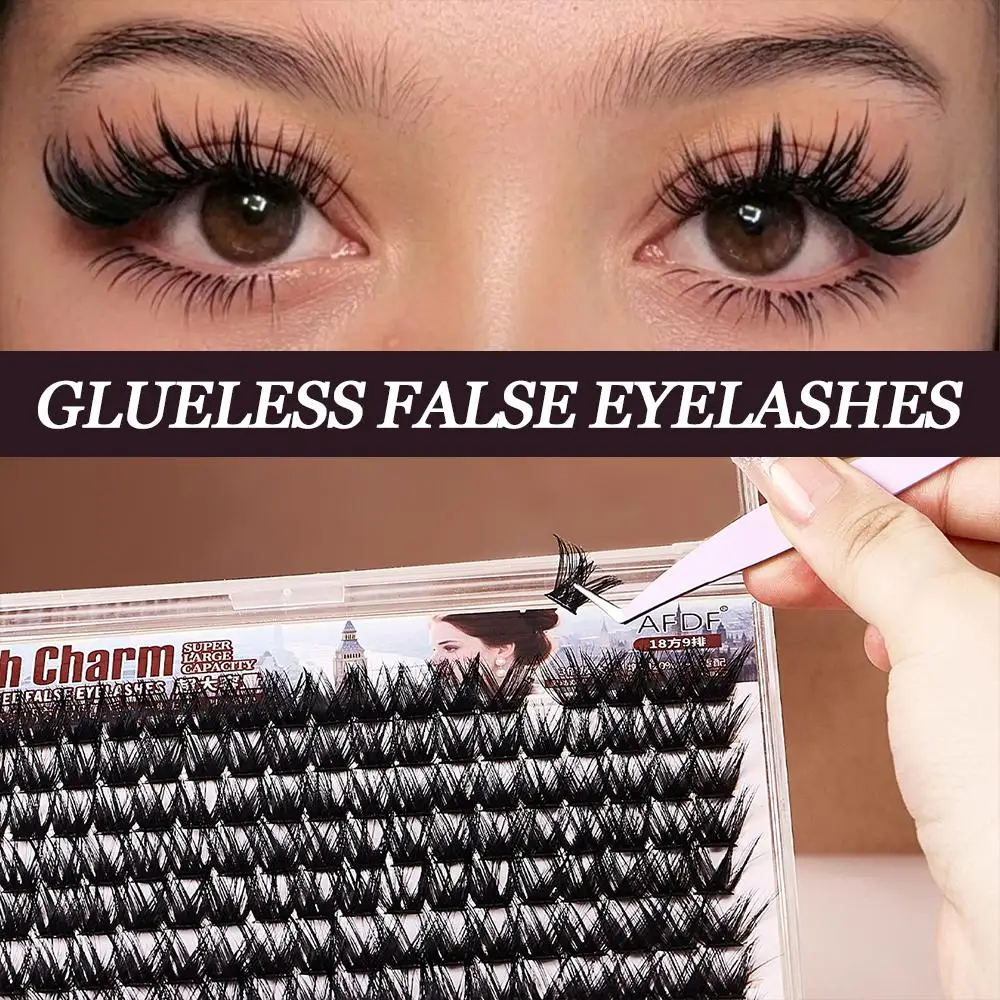 Cílios postiços sem cola de grande capacidade segmentados autoadesivos grossos fofos em quadrinhos singlecluster ferramenta de maquiagem de cílios autoadesivos