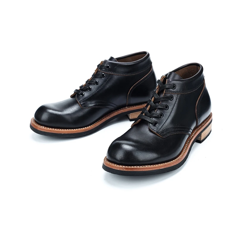 

Goodyear-Welted Handmade Japanese Vintage Men Ankle Boots Real Cow Leather Shoes Autumn British Outdoor Desert Motorcycle Boots