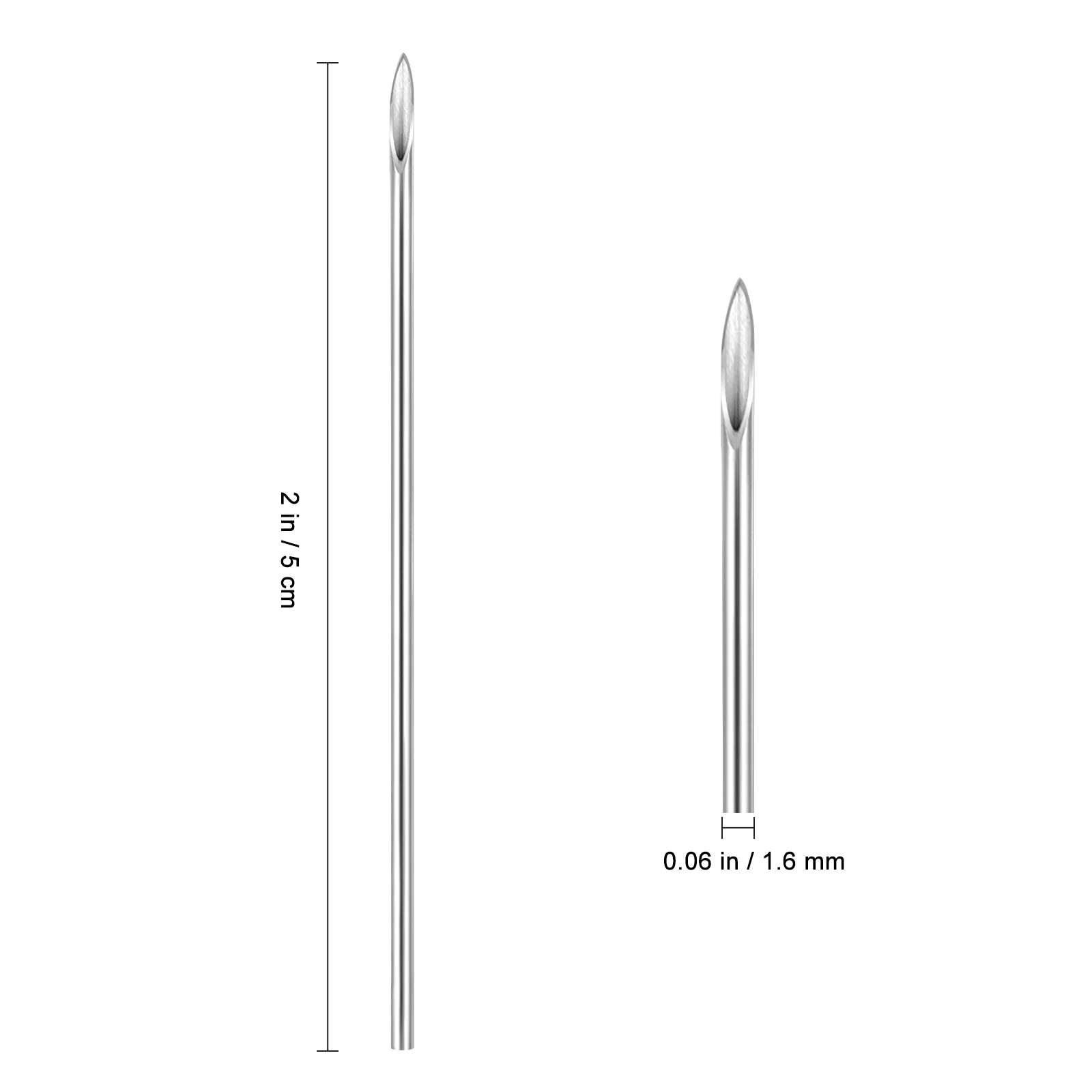 Masst เข็มเจาะ cannula 22g กรอก pircing × 50mm ร่างกายเจาะสแตนเลส