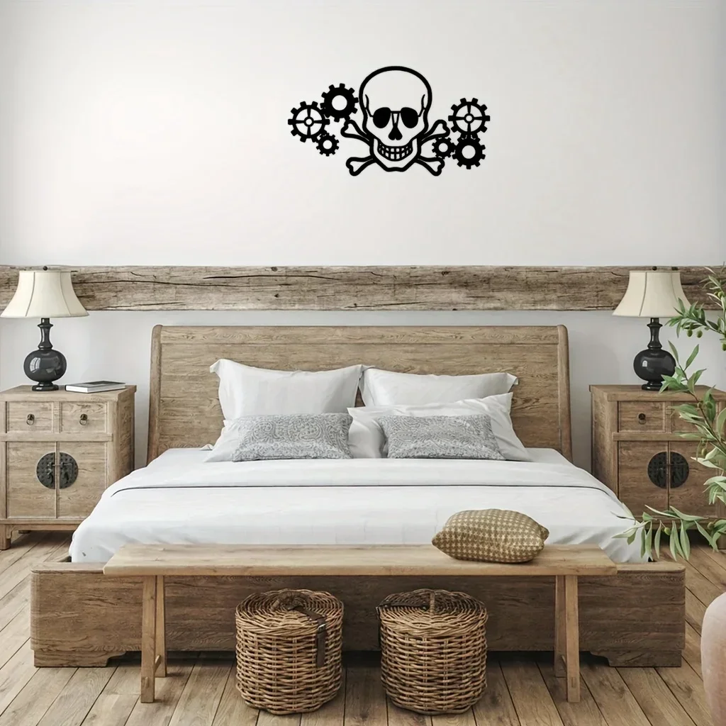 

Skulls And Gears Wall Decor, Metal Wall Decor Halloween Decor, Interior Home Decor Modern Art decor metal wall hanging