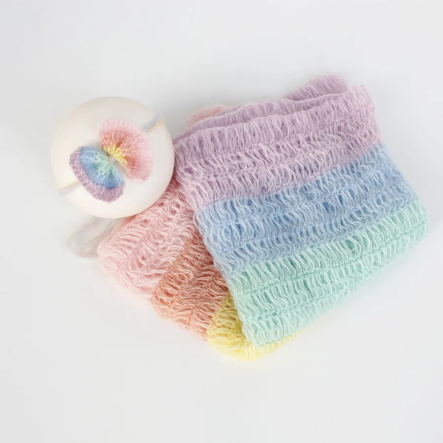 Conjunto de arco iris para recién nacido, accesorios de fotografía para recién nacidos, accesorios para bebés, diadema para el pelo de bebé recién