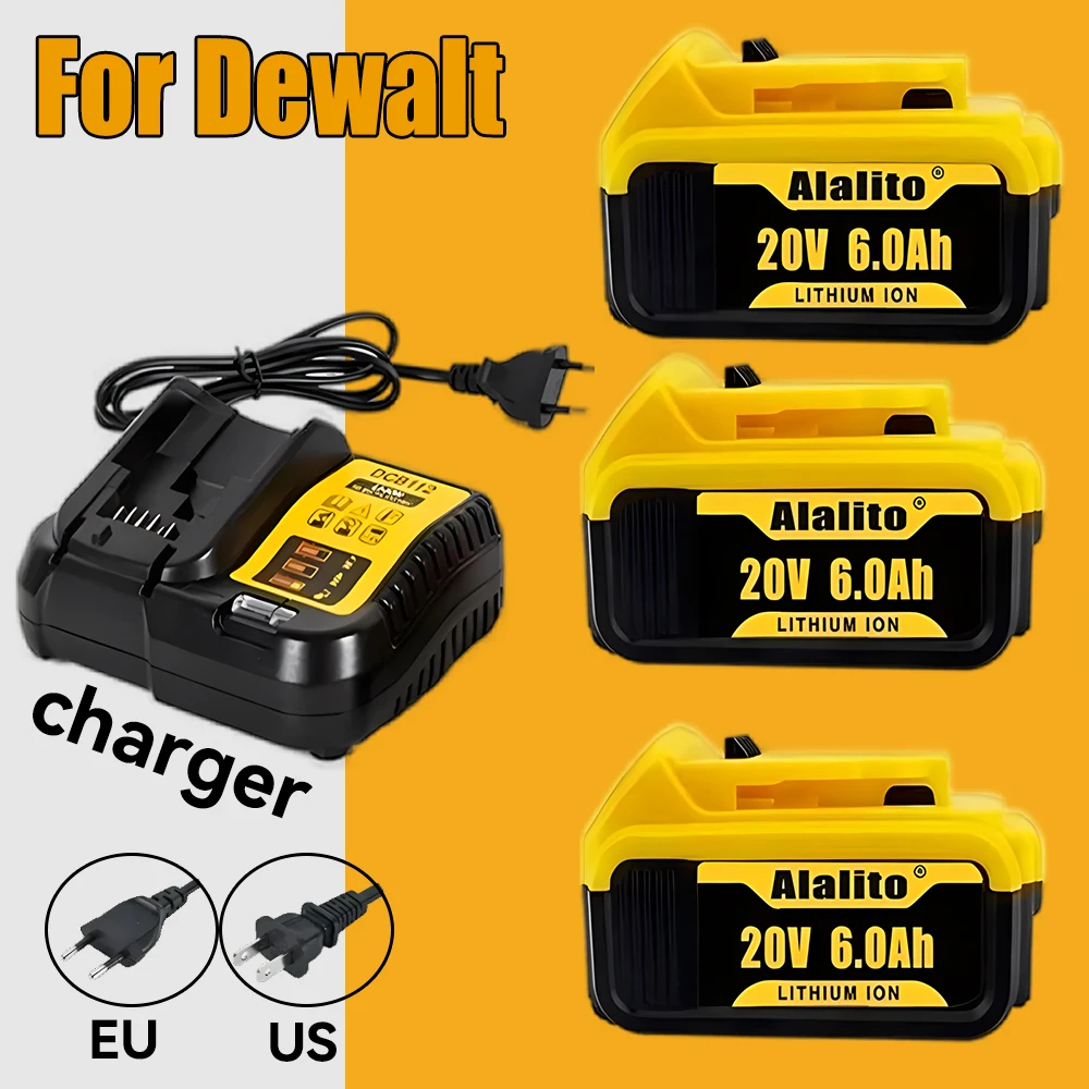 Battery for Dewalt 18V/20V 6000mAh power Tools rechargeable electric tool Accessories Lithium batteries Replace DCB200 DCB184