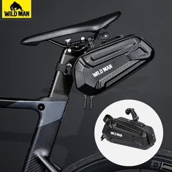 WILD MAN Bike Bag Rear Waterproof Bicycle Saddle Bag Hard Shell Cycling Accessories Bag Can be hung tail lights 1.2L