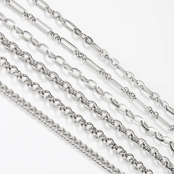 1 מטר באיכות גבוהה נירוסטה שרשרת שרשרת לעבות רולו כבל קישור לרסן שרשרת עבור תכשיטי ביצוע צמיד אבזרים