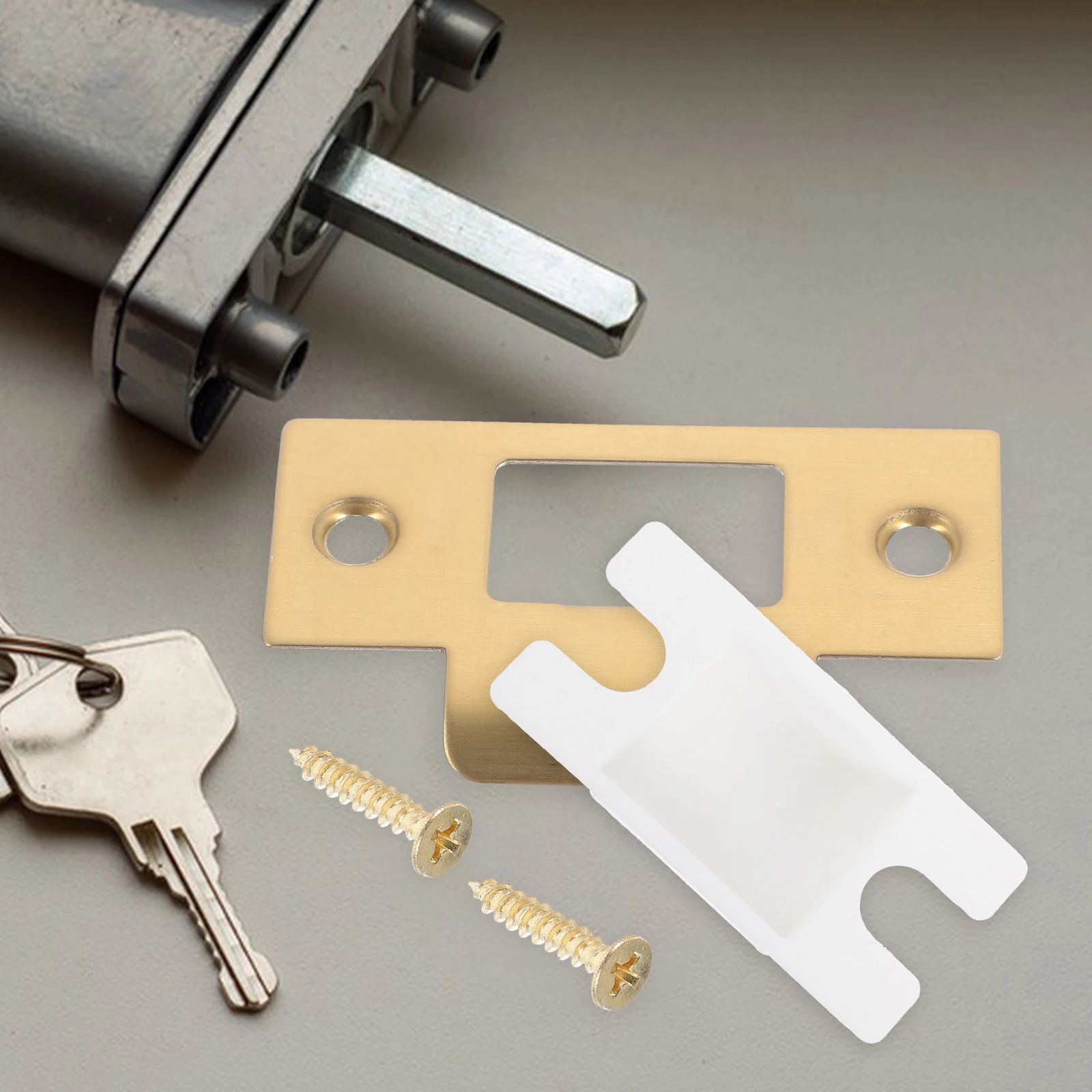 

1 Set T-Shape Lock Tongue Guide Metal Strike Plate Reinforcement Kit For Door Latch Front Door Protection Deadbolt Cover Plate