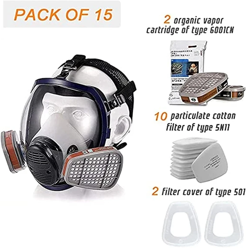 Full Face Paint Gas Mask 6800 Respirator Chemical Mask with Carbon Filter Cartridge Full Protective Spray Welding Industry