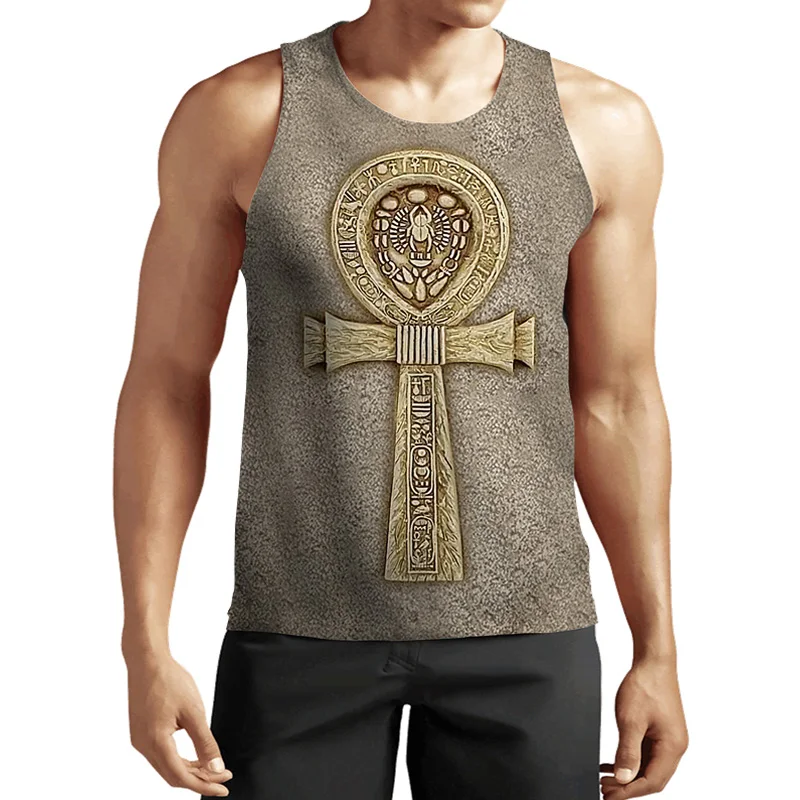 New 3D Printing Funny Summer Ancient Egyptian Pharaoh  Tank Top Fashion Men Women Tracksuits Crewneck Hip Hop Vest Size S-7XL