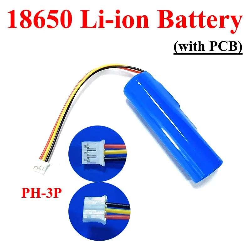 5264 PH XH 3P plug 18650 Li-ion rechargeable battery 3.7V 3000mAh built-in PCB suitable for speakers radios headlights toys etc.