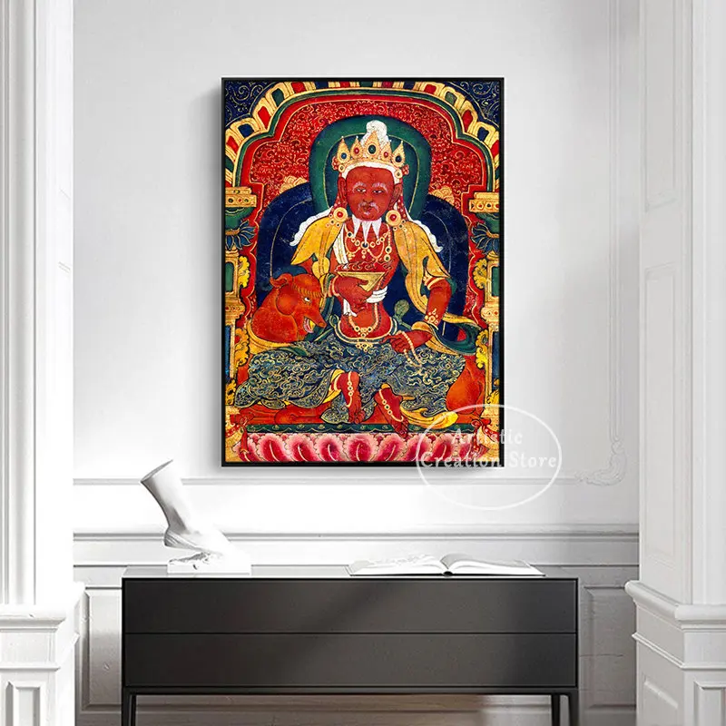 Tibetan Buddhist Thangka Art Painting Poster Print Canvas Tibet Frescoes Mahakala Buddha Wall Art Pictures for Living Room Decor