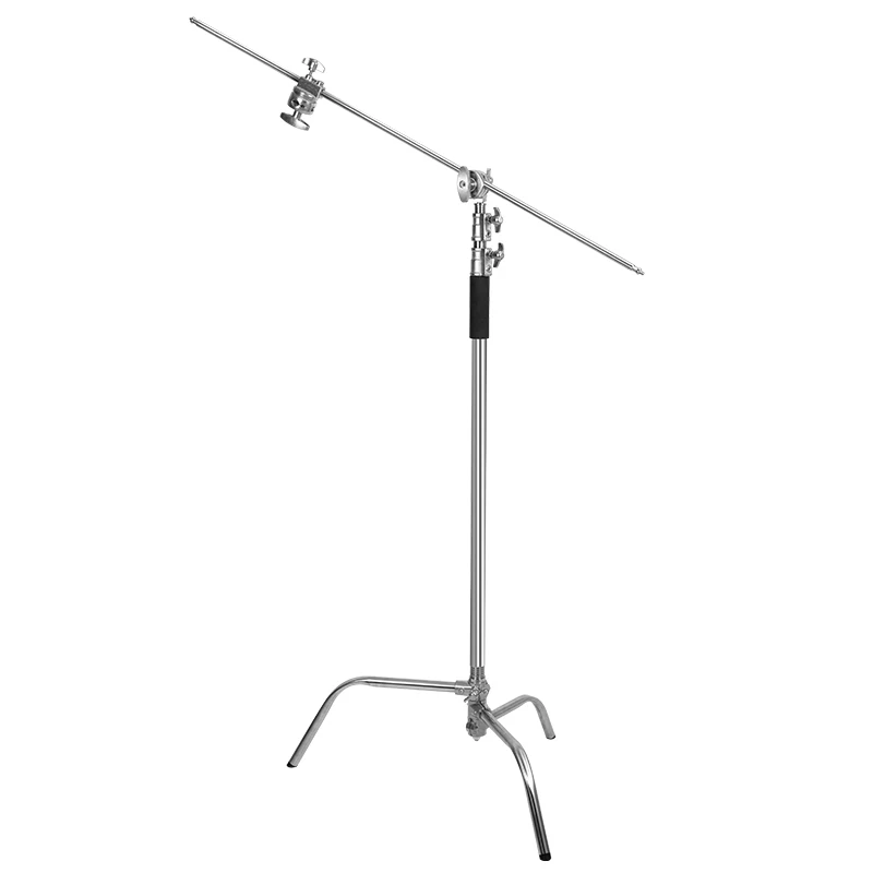 스테인리스 스틸 헤비 듀티 C 스탠드 1.5-3.3 미터 조절 가능한 사진 촬영용 튼튼한 삼각대 크로스바 포함