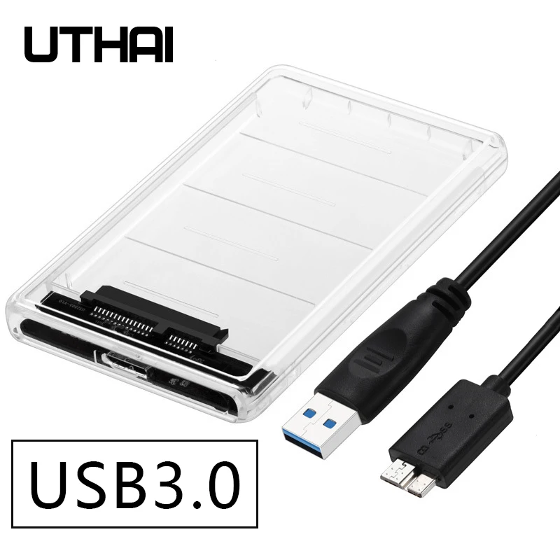 2.5-Inch SATA USB 3.0 Mechanical SSD Transparent Mobile Hard Drive Box Solid State Drive Enclosure for Storage And Data Transfer